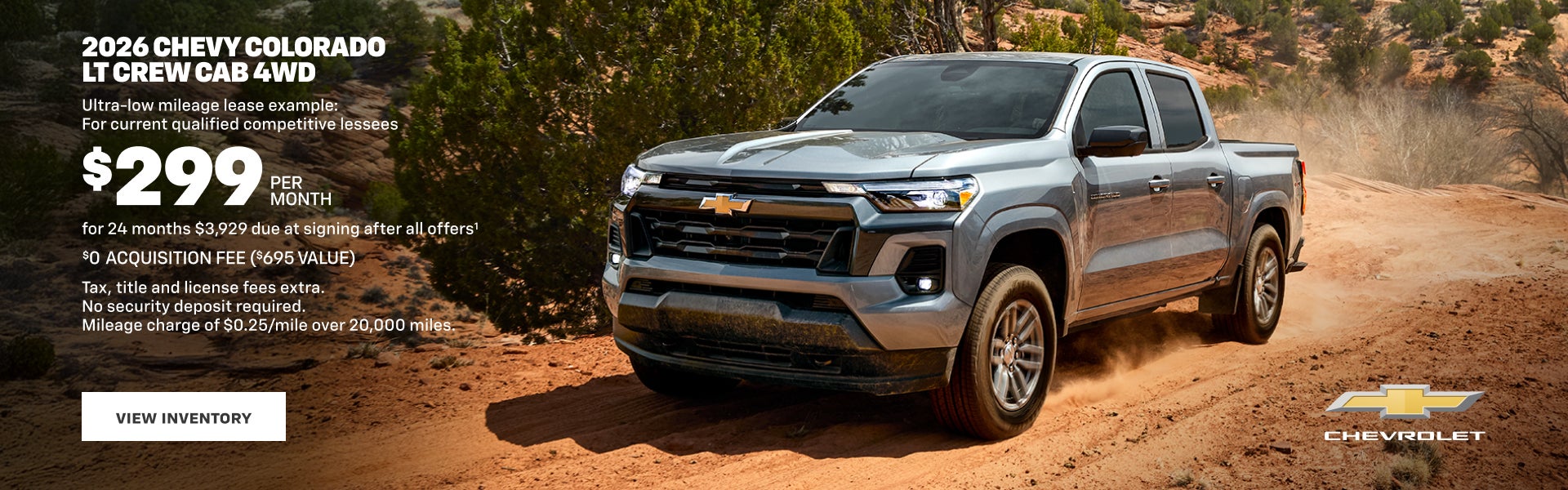 2026 Chevy Colorado LT Crew Cab 4WD. Ultra-low mileage lease example for qualified competitive le...